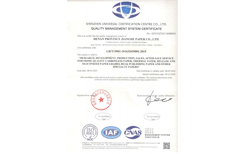 Quality Management System Certificate